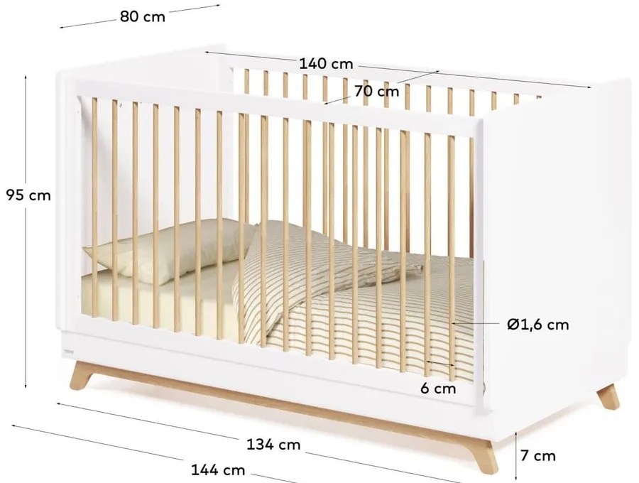 Białe łóżeczko z drewna bukowego 70x140 cm Maralis – Kave Home