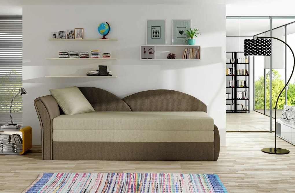 Sofa rozkładana z funkcją spania AGA brązowa/beżowa lewa ELTAP