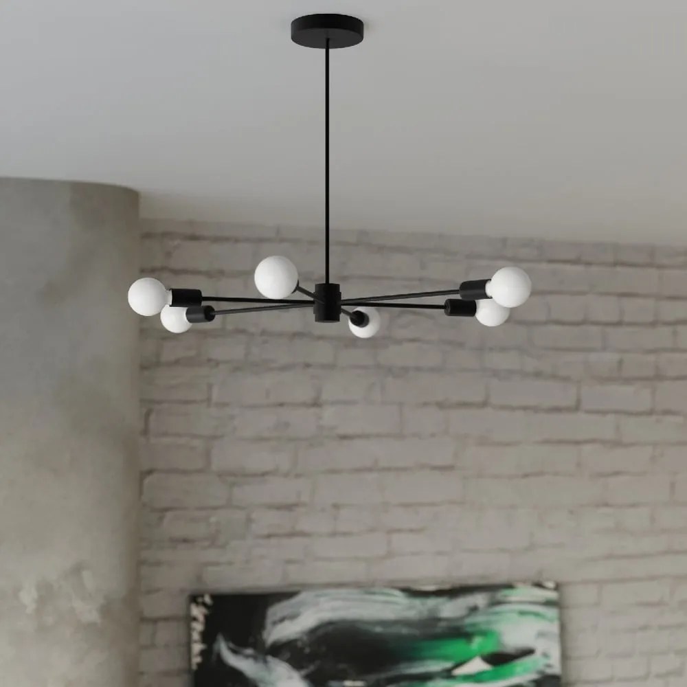 Czarna lampa sufitowa 66x66 cm Benedett – Sollux