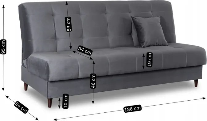 Wersalka z Funkcją Spania LIMA Rozkładana Dwuosobowa Szara do Salonu