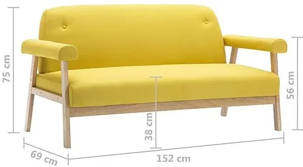 Tapicerowana sofa 3-osobowa Eureka 3Y - żółta