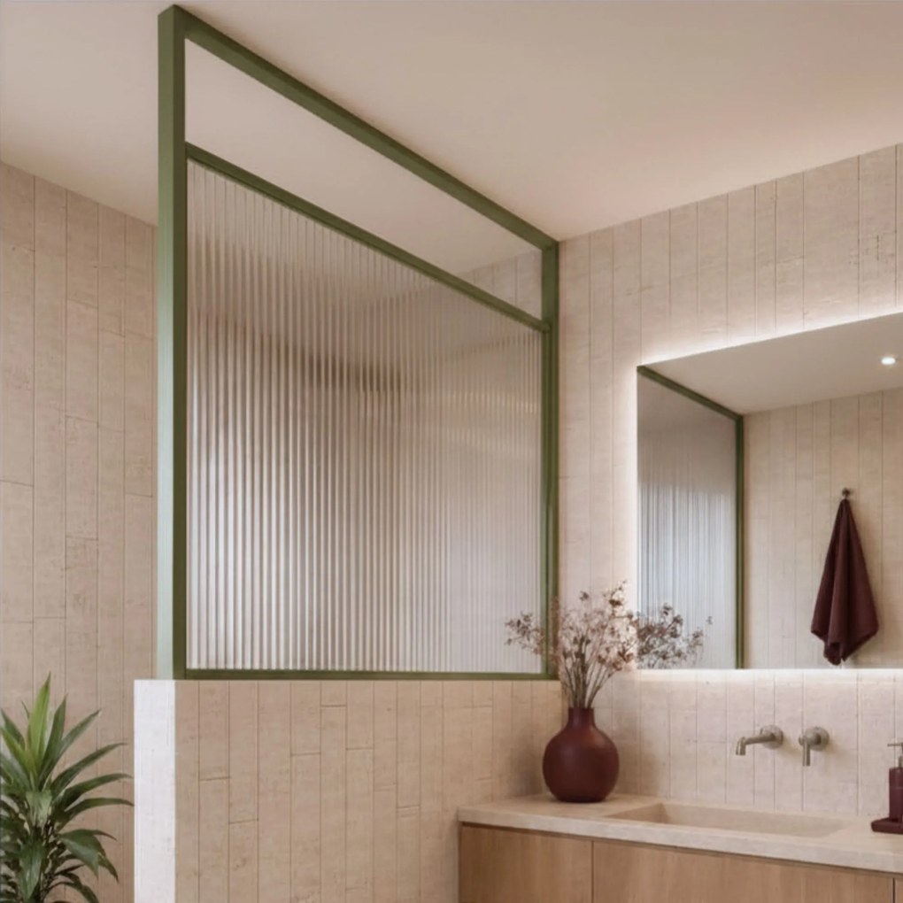 Massi Ścianka prysznicowa w różowej ramie ARTE WELLE Half szkło transparentne | Różne kolory | Różne rozmiary : Kolor - Oliwkowy, Kolor szkła - Przezroczyste , Rozmiar - 120 x 160 cm