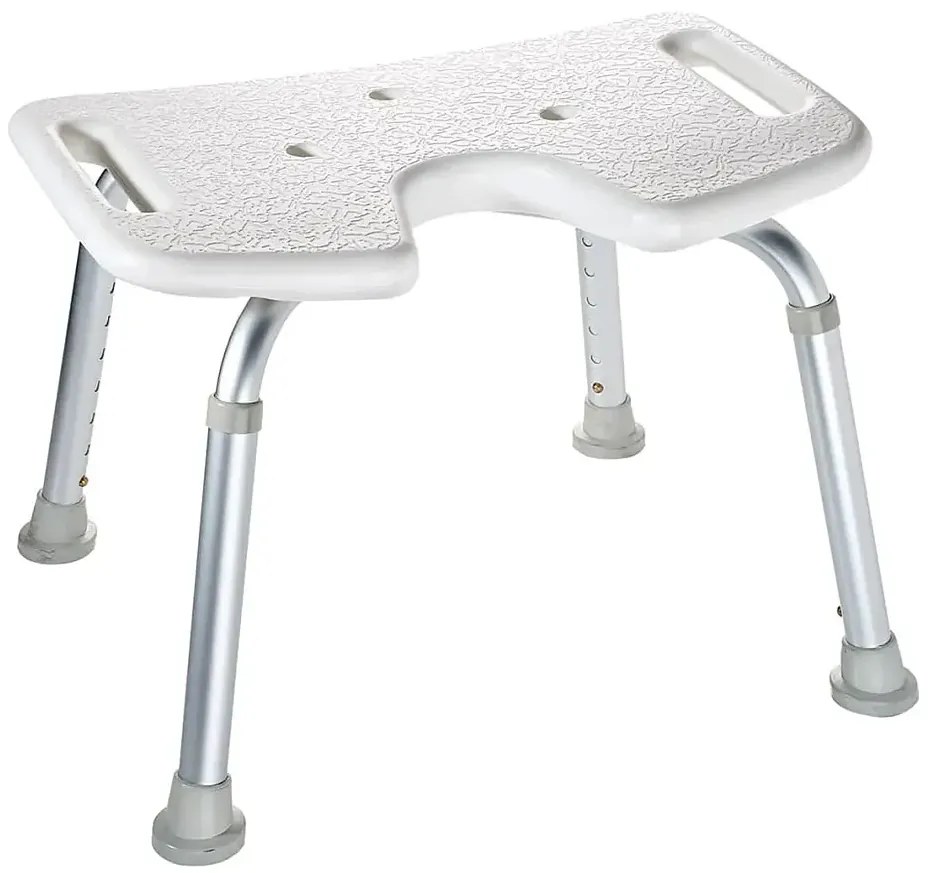Biały regulowany metalowy taboret pod prysznic C3-Z72