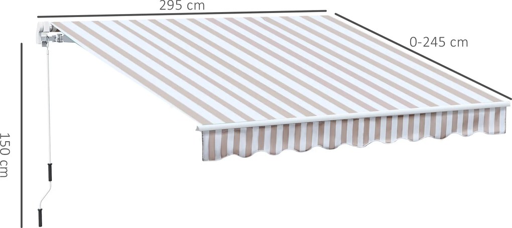 Outsunny Markiza z korbą, przegubowym ramieniem, montaż ścienny, aluminium, beżowa, 3x2,5m | Aosom PL