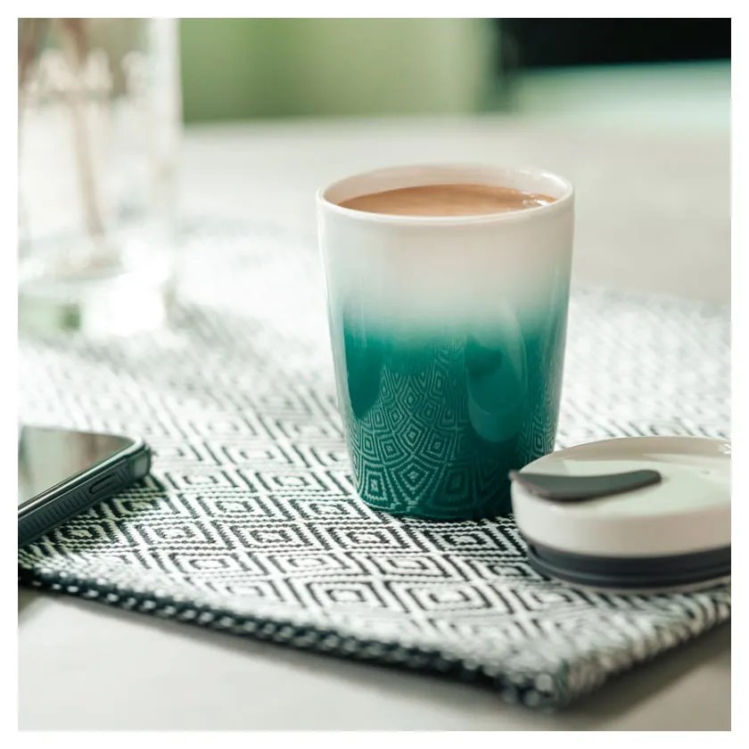 Zielono-biały porcelanowy kubek podróżny Villeroy &amp; Boch Like To Go &amp; To Stay, 290 ml