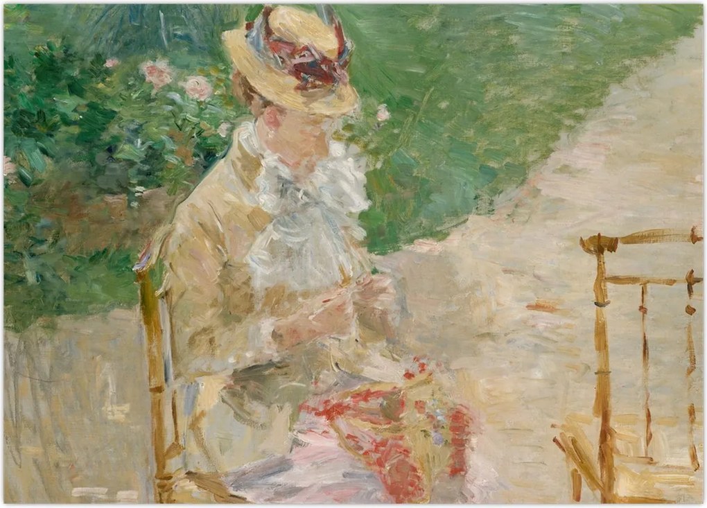 Obraz - Berthe Morisot, Young Woman Knitting, reprodukcje (70x50 cm)