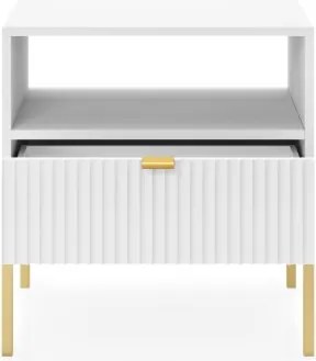 NAYA Stolik nocny S 54 biały | złoty stelaż