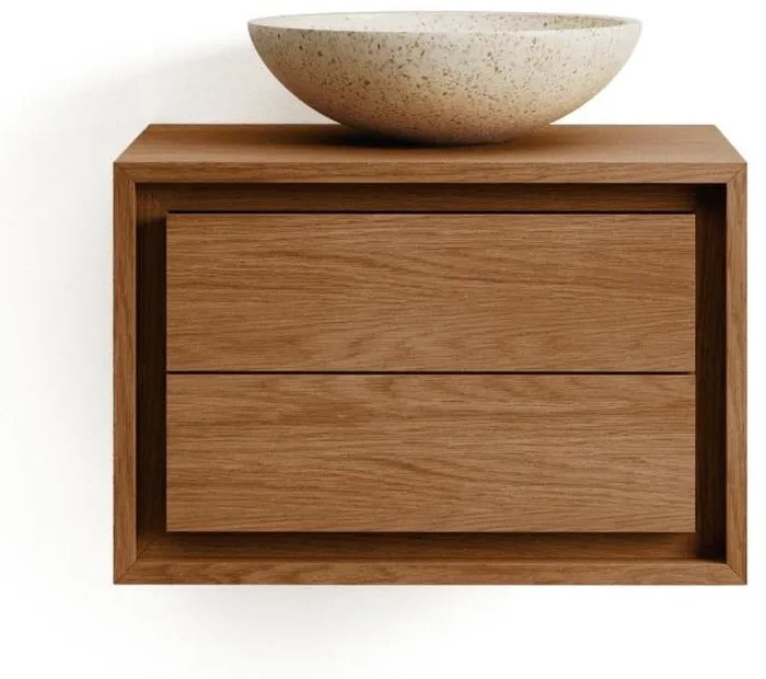 Brązowa wisząca szafka pod umywalkę z litego drewna tekowego 60x40 cm Kenta – Kave Home