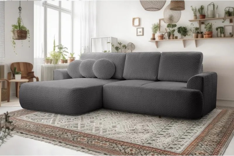 Narożnik VELO wolnostojący układ L strona Lewa z funkcją spania w tkaninie Coral 80