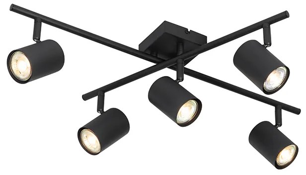 Nowoczesna lampa sufitowa czarna 5-punktowa regulowana kwadratowa - Jeana Nowoczesny Oswietlenie wewnetrzne