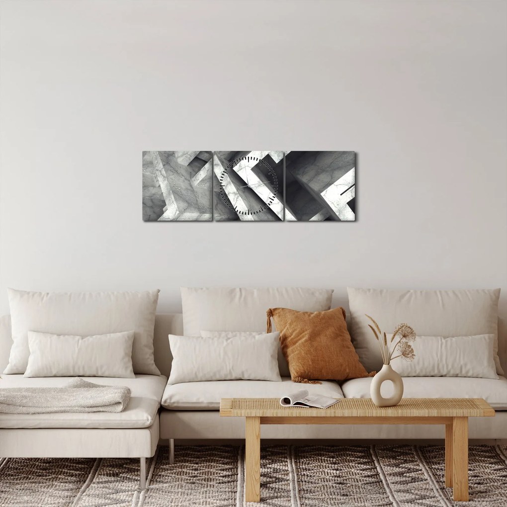 Abstrakcyjny obraz kostek (z zegarem) (90x30 cm)