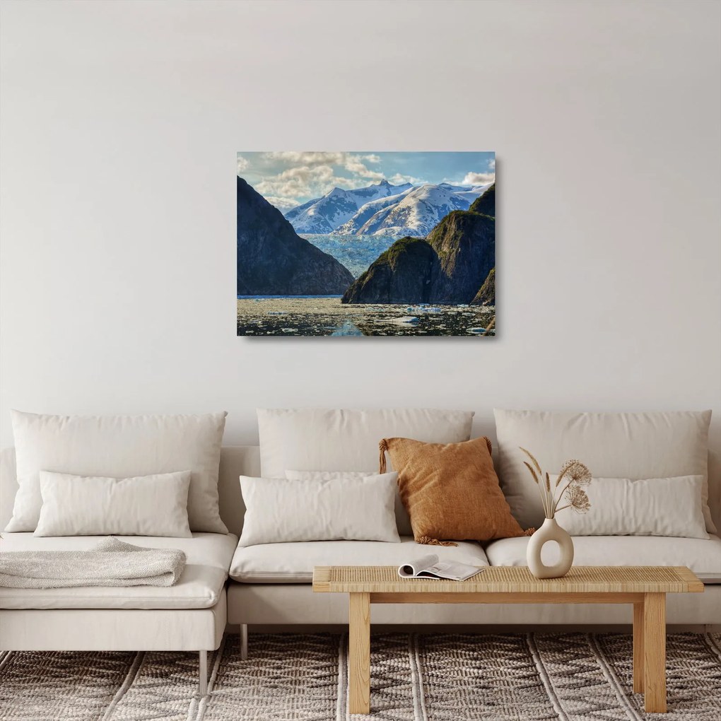 Obraz na szkle krajobrazu z górami (70x50 cm)