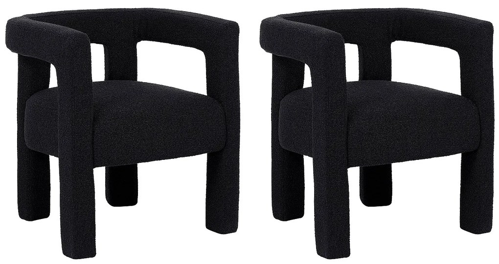 Zestaw 2 krzeseł z podłokietnikami z bukli i metalu - Czarny - SOFANA marki Pascal Morabito