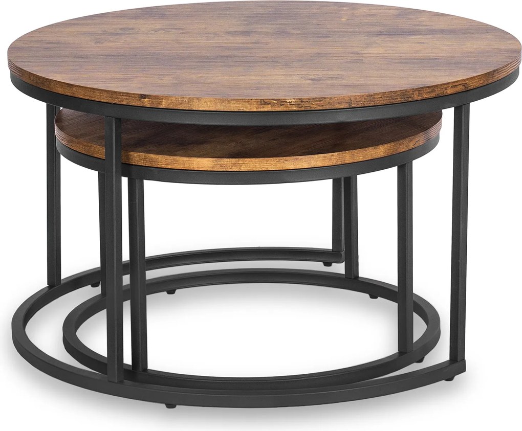 Zestaw Stolików Kawowych FIGO MAX 60 cm/80 cm Dąb Rustykalny