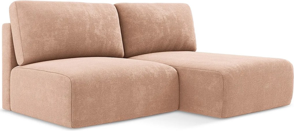 Otwarty Prawy narożnik z funkcją spania - z tkaniny szenilowej - brzoskwiniowy - KONA