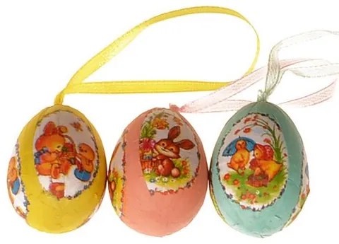 Zestaw wielkanocnych jajek z motywem wiosennym,wysokość 4 cm, 12 sztuk w opakowaniu