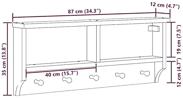 Wieszak ścienny drewno akacjowe L3-C70