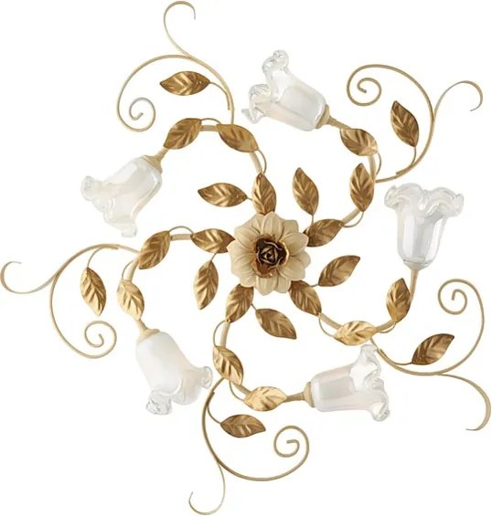 Lampa sufitowa w koszyku z żelaza lakierowanego na kolor kości słoniowej z 5 światłami H.17 Ø80 BL274-PL5-AV