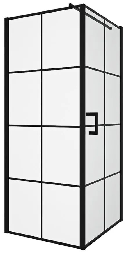 Parawan prysznicowy stały z drzwiami obrotowymi w kolorze czarnym matowym - 80 x 80 x 190 cm - CAPARICA