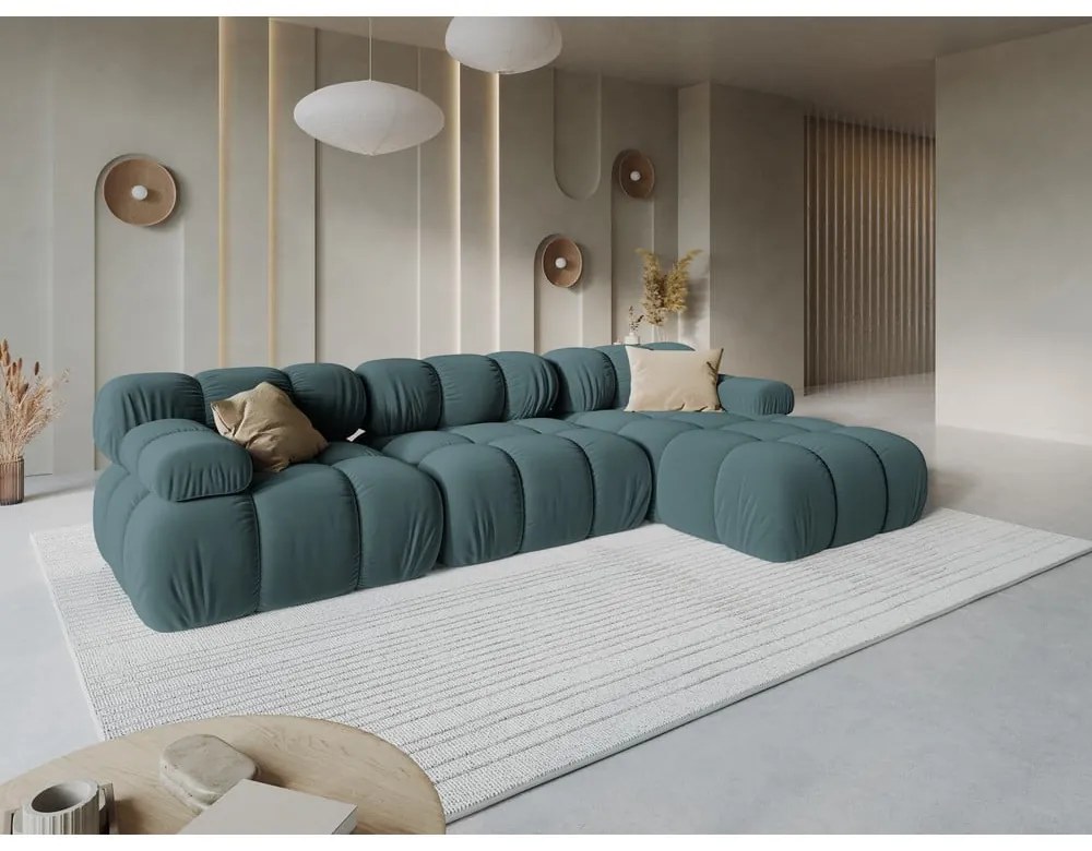 Morska aksamitna sofa 285 cm Bellis – Micadoni Home