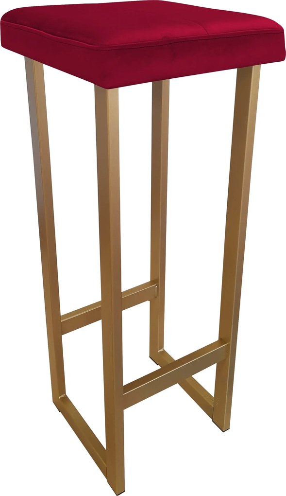 Hoker ALEX krzesło barowe tkanina Welur podstawa metalowa : Kolor Stelaża - Złoty, Kolor tkaniny - VELVET - MG31, Wysokość - 90 cm