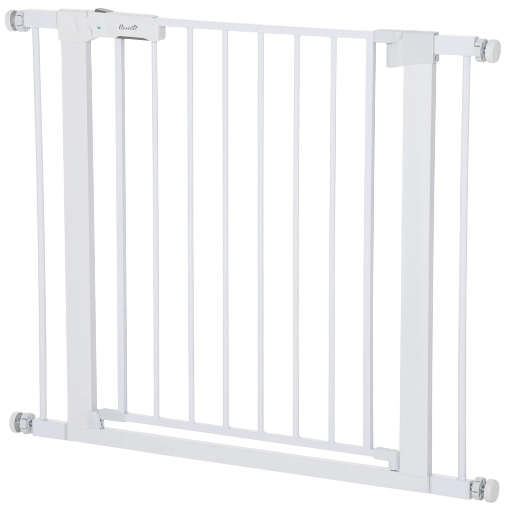PawHut Barierka z drzwiczkami dla kotów Bramka zabezpieczająca biała regulowana 75-96x5x76cm | Aosom PL