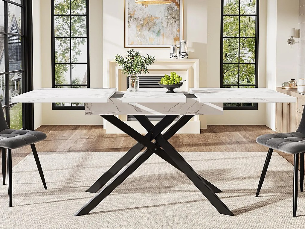 Stół rozsuwany 120-160x80x76.5cm - Dla 6-8 osób - Z MDF - Biały i Czarny