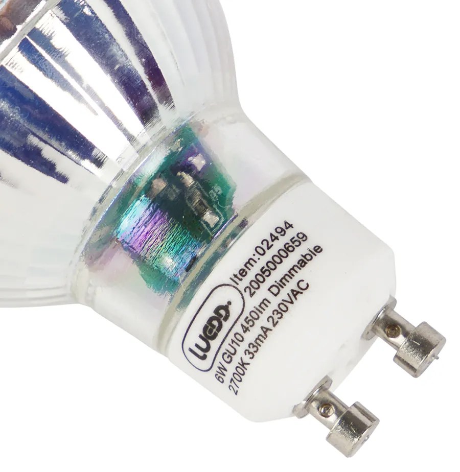 Zestaw 6 ściemnianych lamp LED GU10 6W 450 lm 2700K