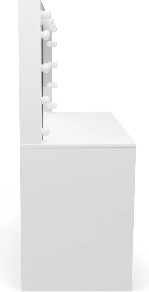 Toaletka Velinio XL 120 cm z szufladami i oświetleniem - biały
