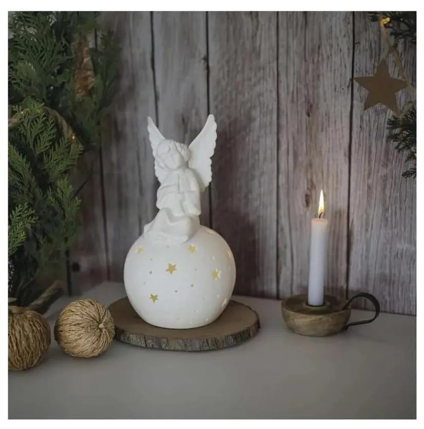 Dekoracja świąteczna LED/0,4W/2xAA ceramiczny anioł