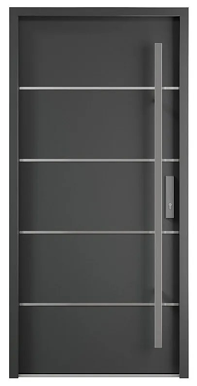 Stalowe pełne drzwi wejściowe ze stali nierdzewnej H207 x L100 cm antracytowe - otwierane na lewą stronę - LUSADA