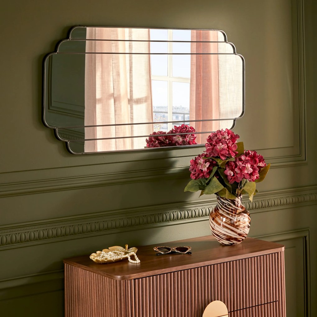 Lustro wiszące duże art deco BENEDITA, metalowa rama, 50,5 x 100,3 cm