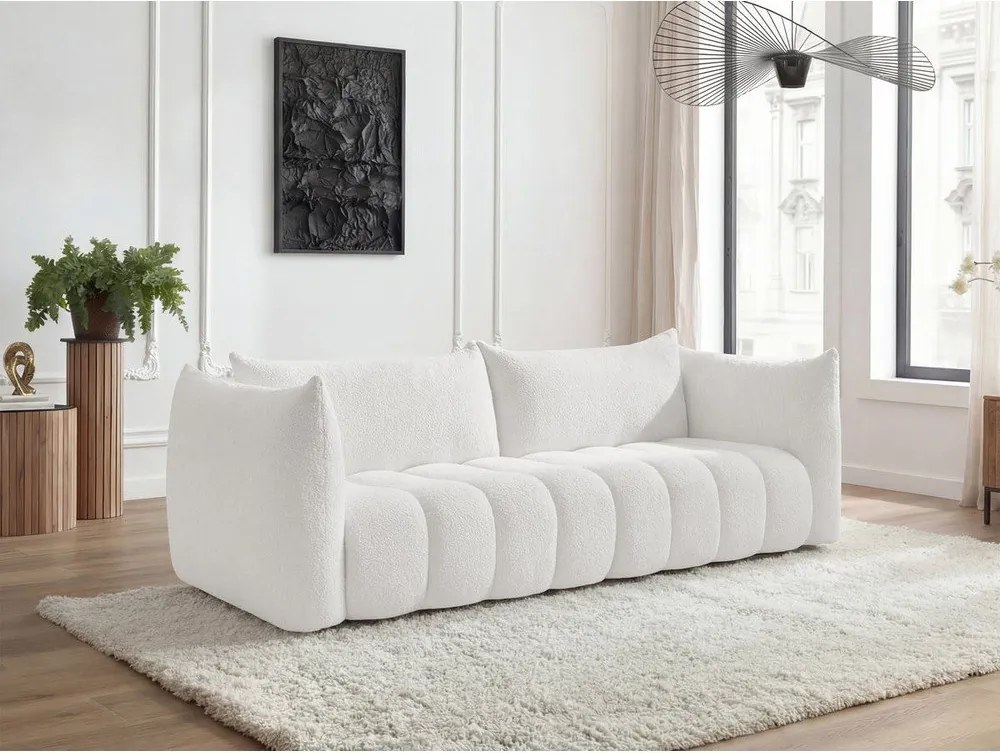 Biała sofa z materiału bouclé 286 cm Azra – Bobochic Paris