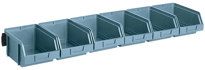 Stalowe listwy z pojemnikami, 6x pojemnik 103x166x73 mm