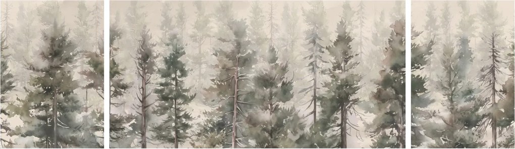 Obraz - Pine forest I., aquarel (170x50 cm)