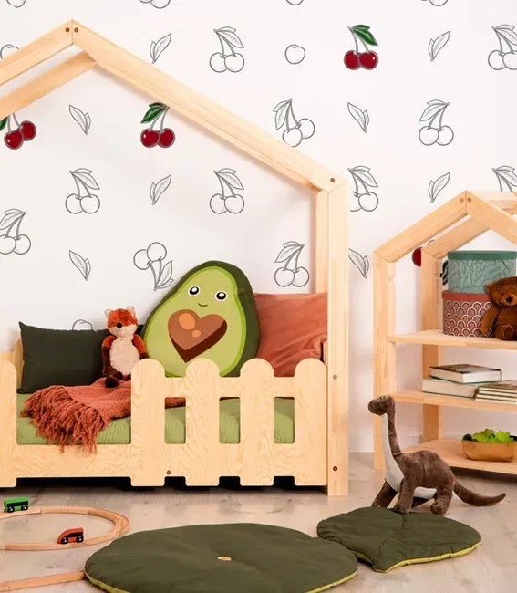 Drewniane łóżko domek z barierką - Breton 3X