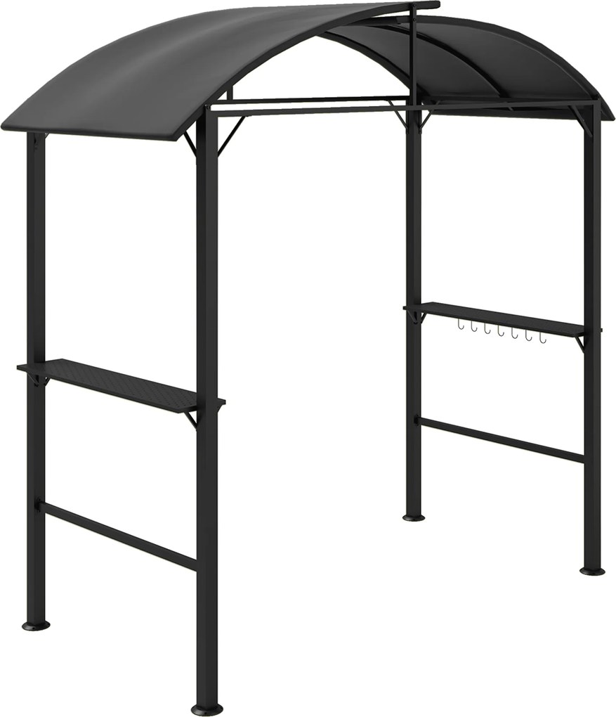 Outsunny Pawilon Grillowy, 2 Boczne Półki, Haki, Rama ze Stali, 1,1 x 2,3m, Ciemnoszary