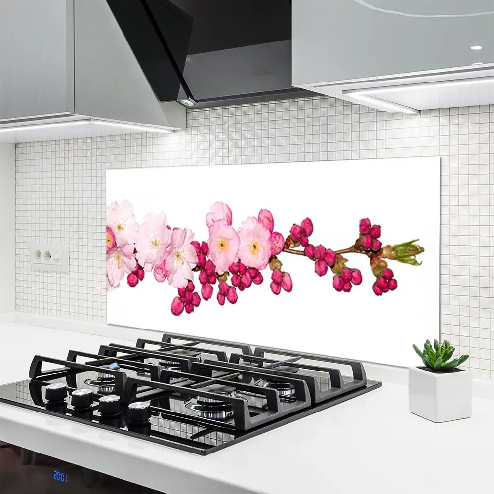 Szkło do Kuchni na Ścianę Kwitnąca Gałązka Wiśni