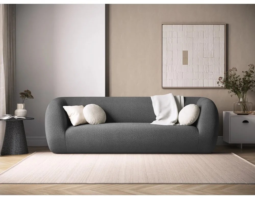 Szara sofa z materiału bouclé 230 cm Essen – Cosmopolitan Design