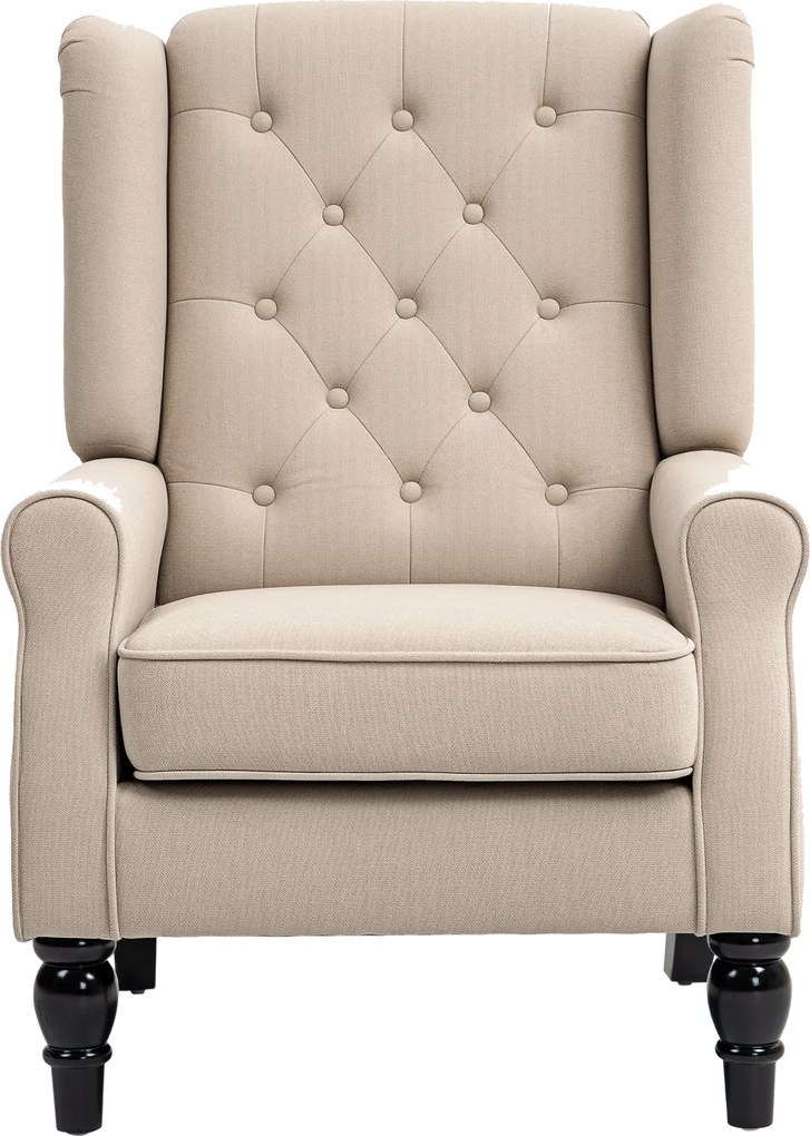 HOMCOM Elegancki fotel uszak, grubo wyściełany, z zdejmowanym pokrowcem, 74 x 87 x 102 cm, beżowy | Aosom PL
