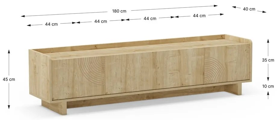 Szafka pod TV w dekorze dębu w naturalnym kolorze 180x45x40 cm Daira – Marckeric