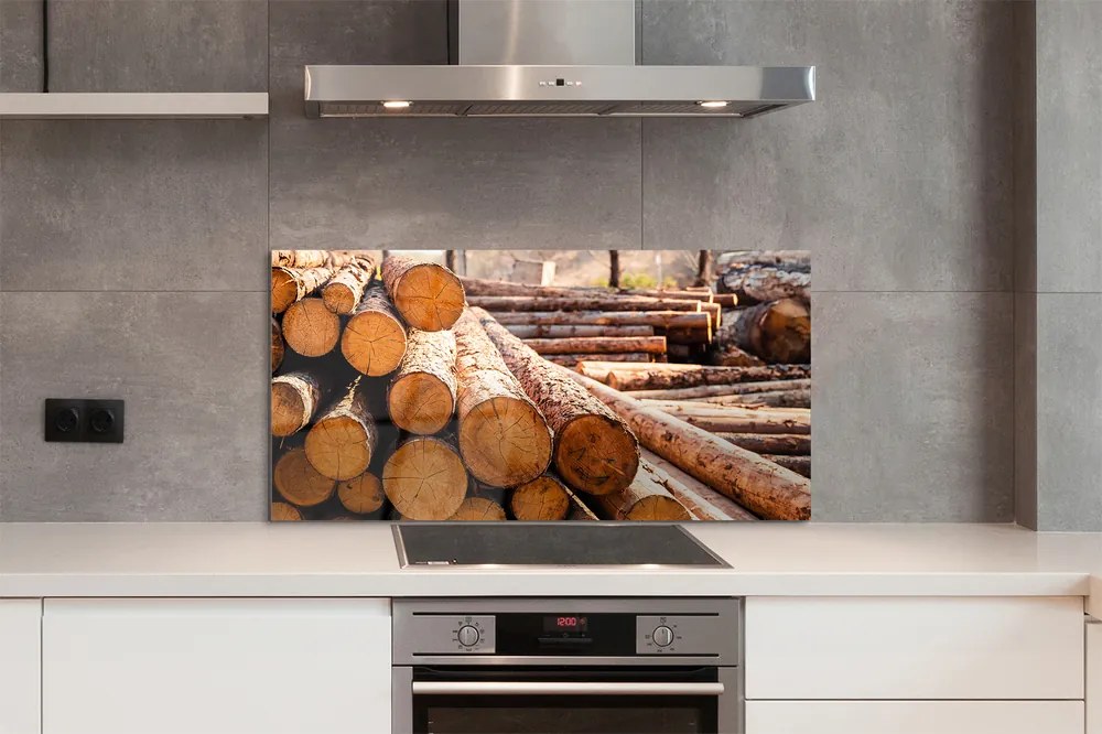 Szklany Panel Składowisko Drewnianych Bali