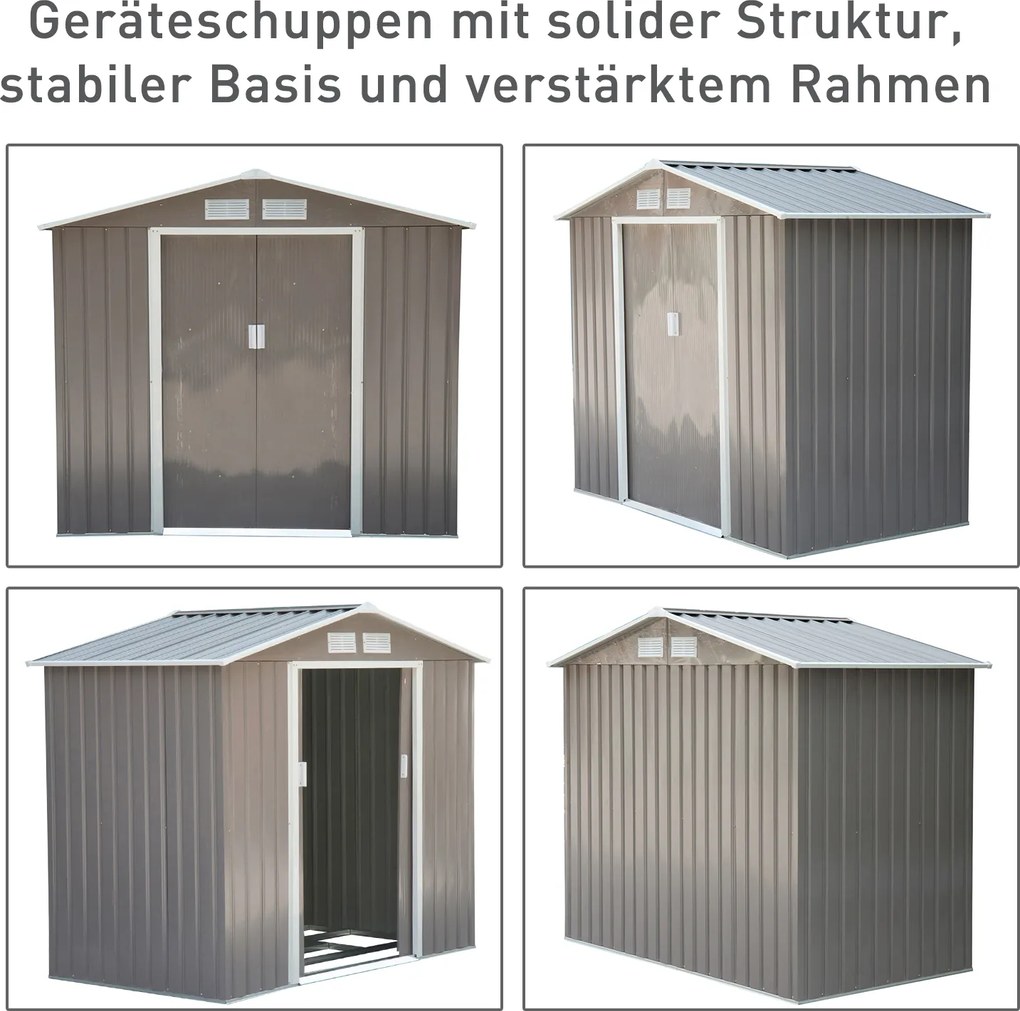 Outsunny szopa na narzędzia z fundamentem metalowy domek ogrodowy żółty 213x130x185 cm praktyczne przechowywanie narzędzi | Aosom PL