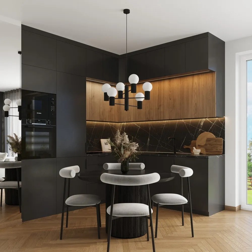 Czarna lampa wisząca ze szklanym kloszem Orbital – Sollux