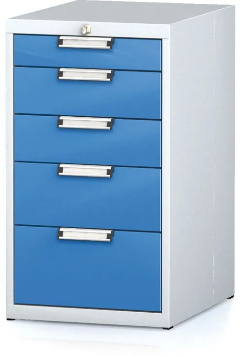 Kontenerek warsztatowy na narzędzia MECHANIC, 5 szuflad, 480 x 600 x 840 mm, niebieskie drzwi