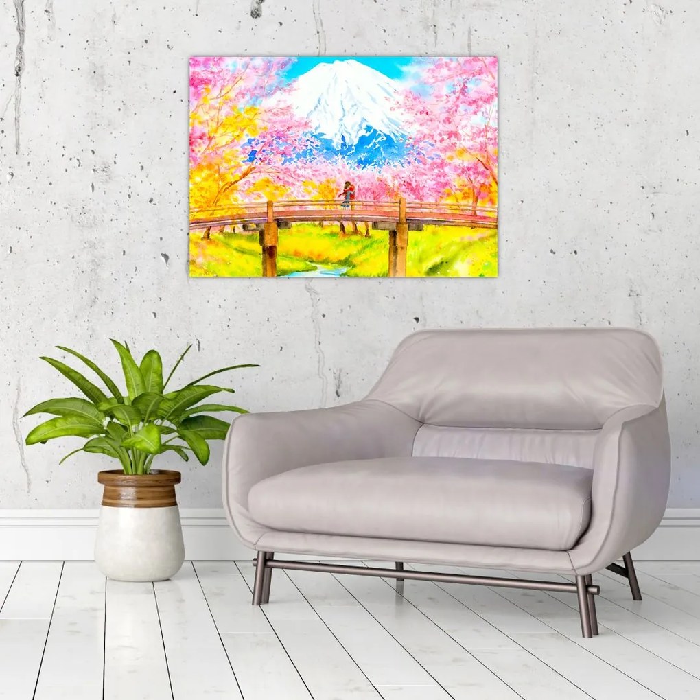 Obraz na szkle - Malowana para, akwarela (70x50 cm)