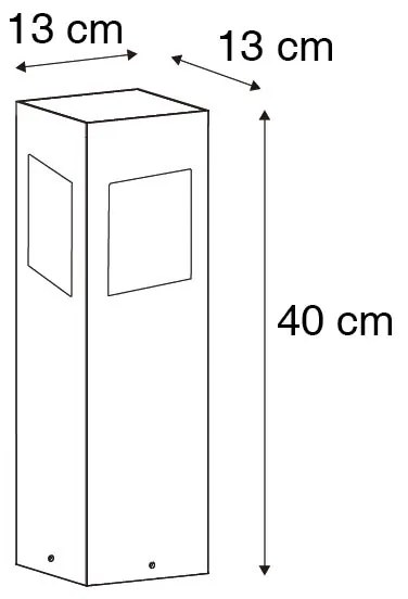Lampa stojąca zewnętrzna czarna 40 cm z możliwością ściemniania i czujnikiem na panel słoneczny - Charlotte