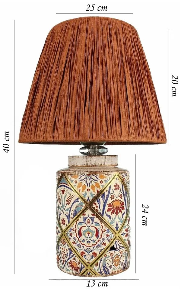 Lampa stołowa w kolorze terakoty z kloszem plecionki papierowej (wysokość 40 cm) Alev – Opviq lights