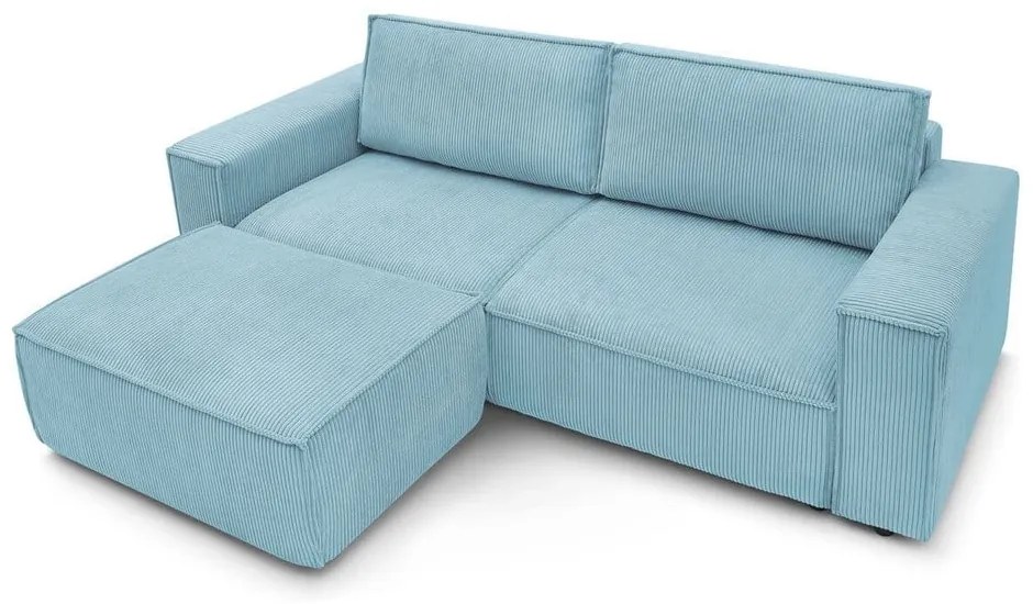 Jasnoniebieska sztruksowa rozkładana sofa 245 cm Nihad – Bobochic Paris