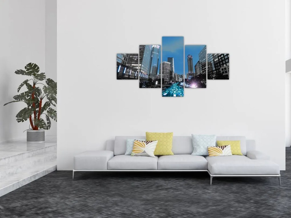 Obraz miasta nocą (125x70 cm)
